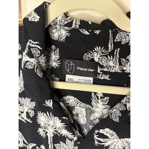 Original Use Shirt Mens 2XL Safari Animal Print Zebra Black Button-Up Rayon - Picture 2 of 3